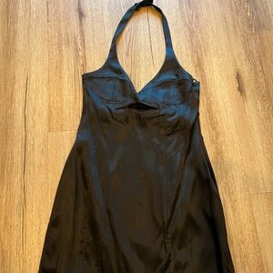 Zara Black Satin Halter Dress